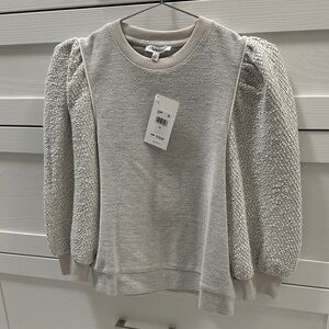 Splendid Cream Textured Sleeve Sweater